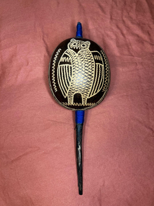 Authentic Shipibo Handcrafted Rattle (Large - Owl)