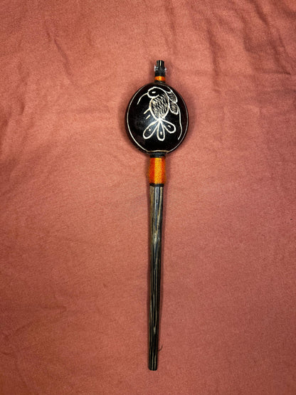 Authentic Shipibo Handcrafted Rattle (Medium Hummingbird/Flower)