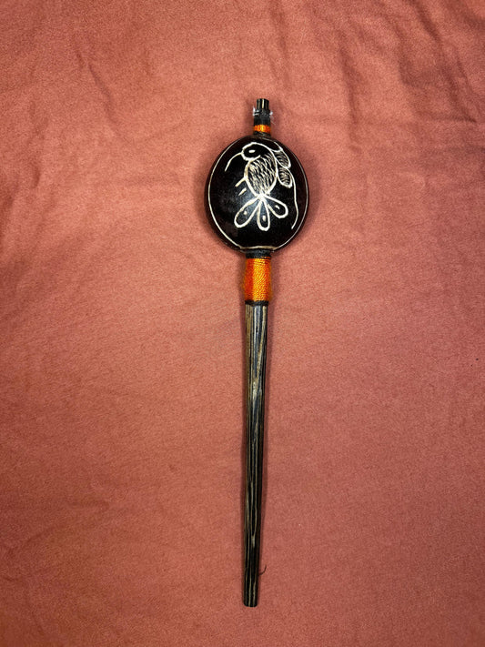 Authentic Shipibo Handcrafted Rattle (Medium Hummingbird/Flower)